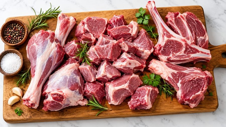 Fresh goat meat cuts